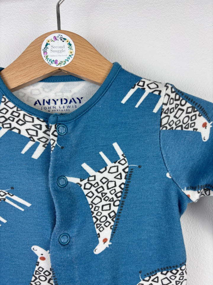 John Lewis Giraffe Print Sleepsuit Newborn-Sleepsuits-Second Snuggle Preloved