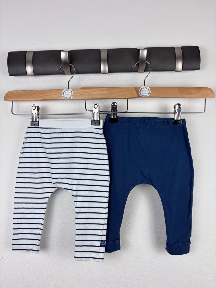 Next Stripe And Plain Leggings Two Pack 6-9 Months-Leggings-Second Snuggle Preloved