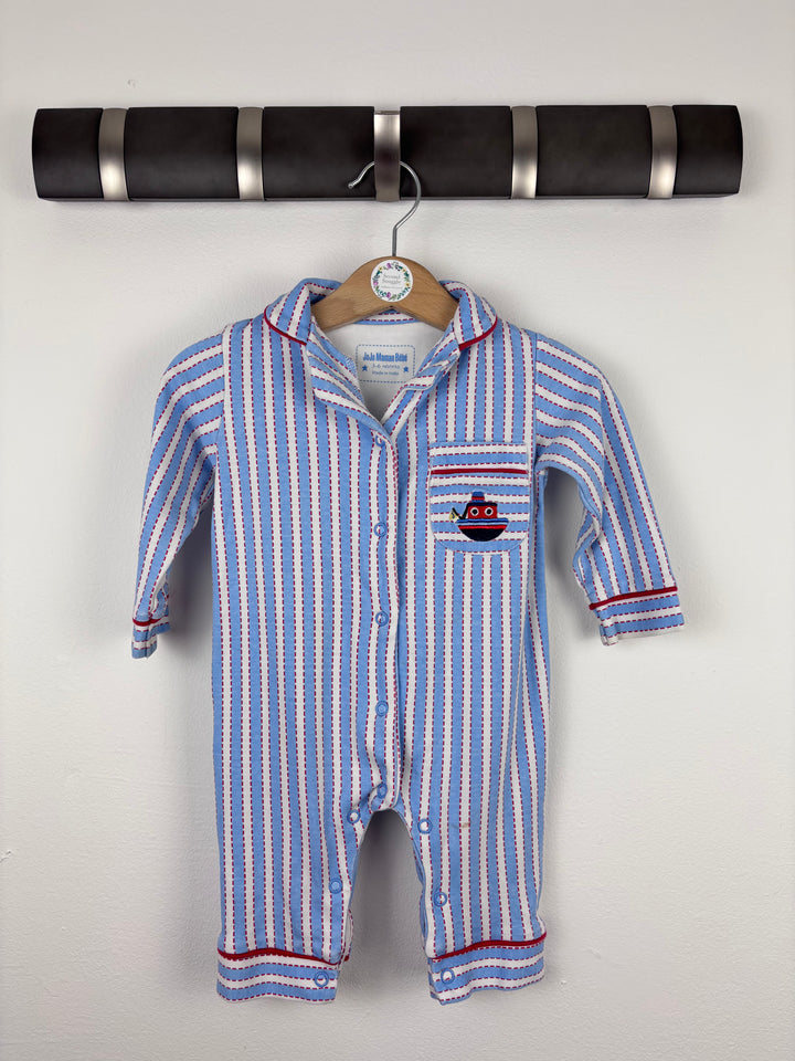 JoJo Maman Bebe Stripe Boat Sleepsuit 3-6 Months-Rompers-Second Snuggle Preloved