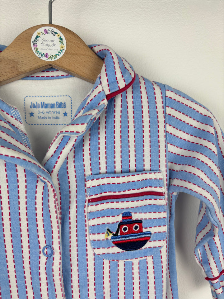 JoJo Maman Bebe Stripe Boat Sleepsuit 3-6 Months-Rompers-Second Snuggle Preloved