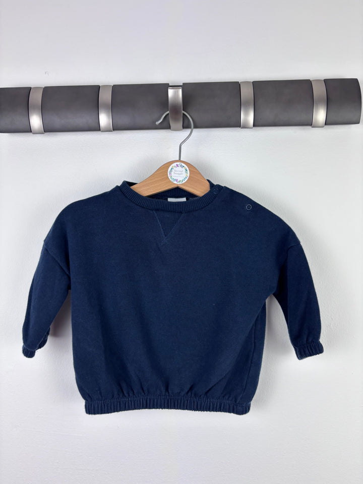Next Blue Crew Neck Sweatshirt 3-6 Months-Jumpers-Second Snuggle Preloved