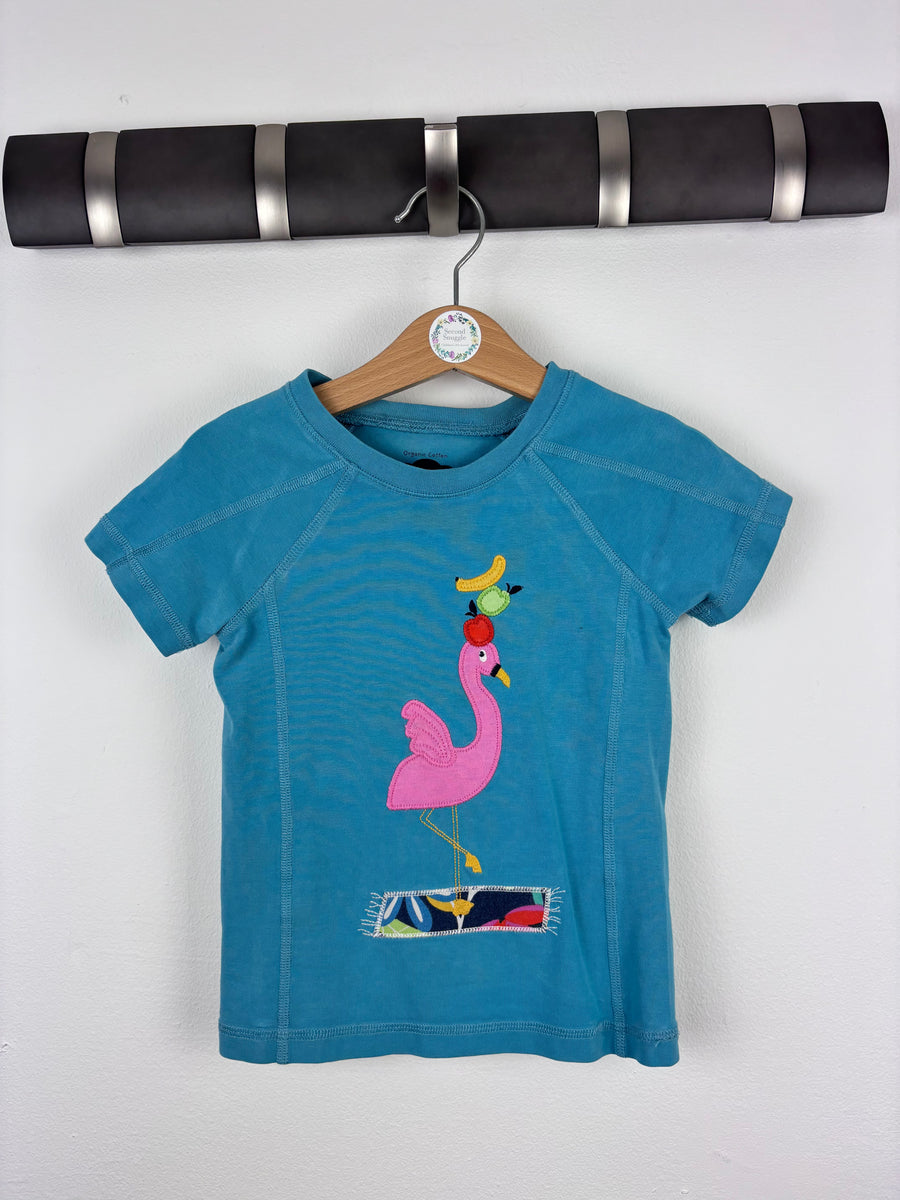 Frugi Flamingo Applique T Shirt 2-3 Years-Tops-Second Snuggle Preloved