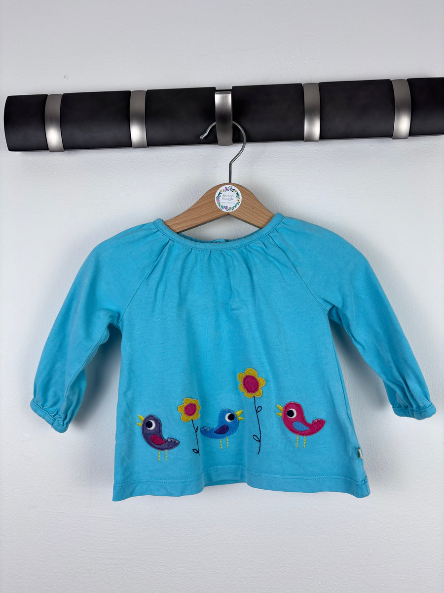 Frugi Bird Applique Top 3-6 Months-Tops-Second Snuggle Preloved