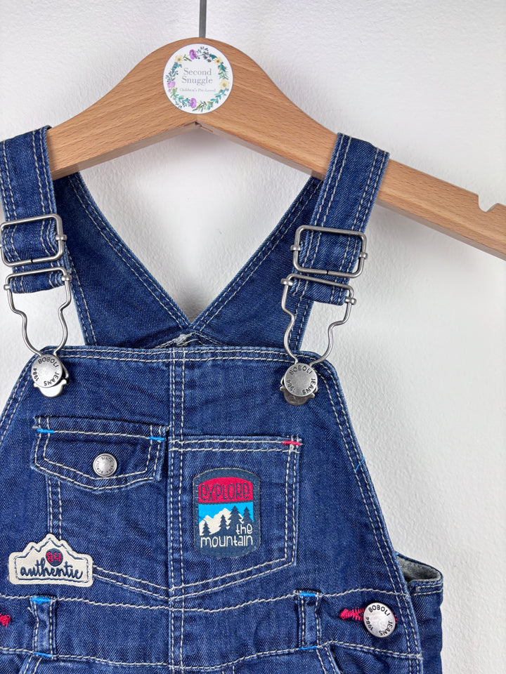 Boboli Denim Dungarees With Badge Detail 3-6 Months-Dungarees-Second Snuggle Preloved