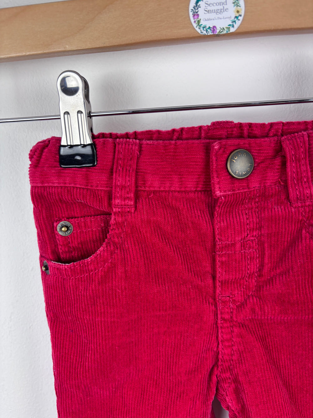 John Lewis Red Cord Trousers With Turn Up Hem 3-6 Months-Trousers-Second Snuggle Preloved