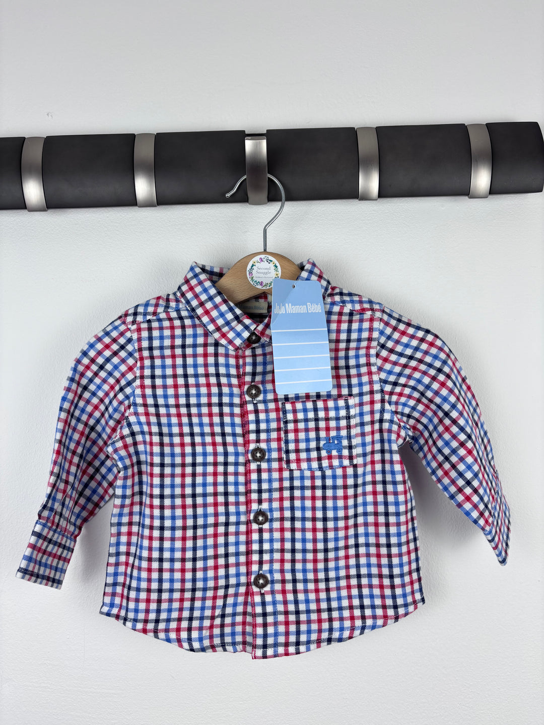 JoJo Maman Bébé Check Shirt With Pocket Detail 3-6 Months-Shirts-Second Snuggle Preloved