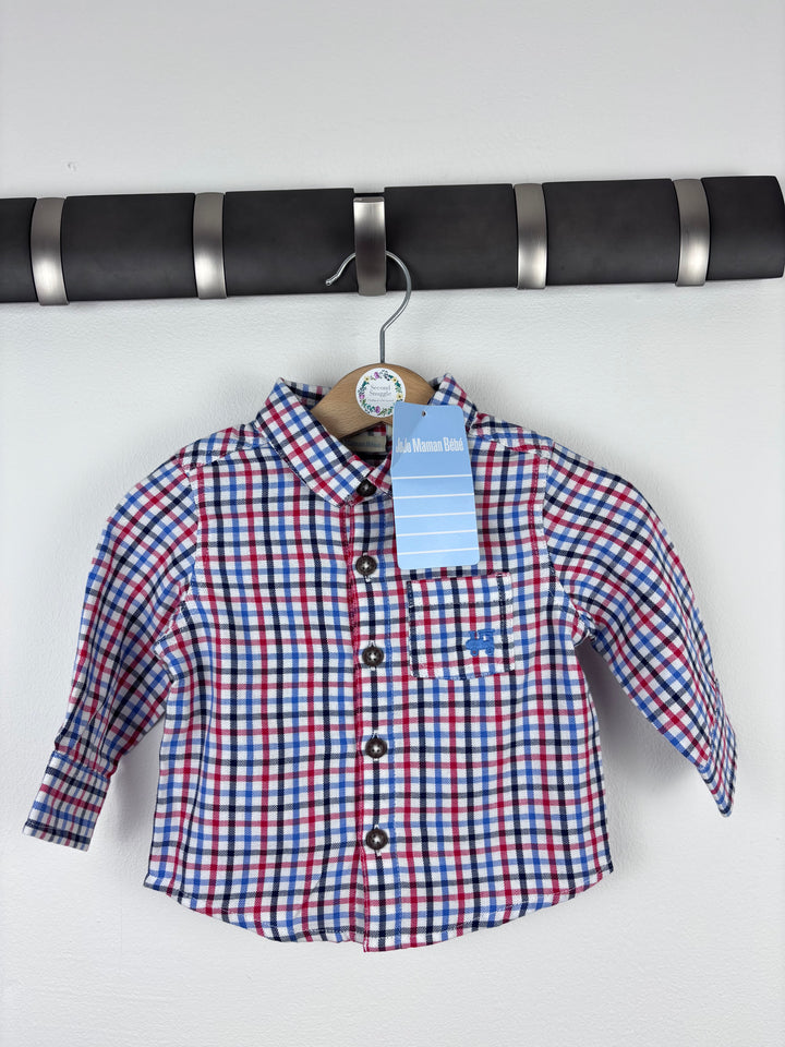 JoJo Maman Bébé Check Shirt With Pocket Detail 3-6 Months-Shirts-Second Snuggle Preloved