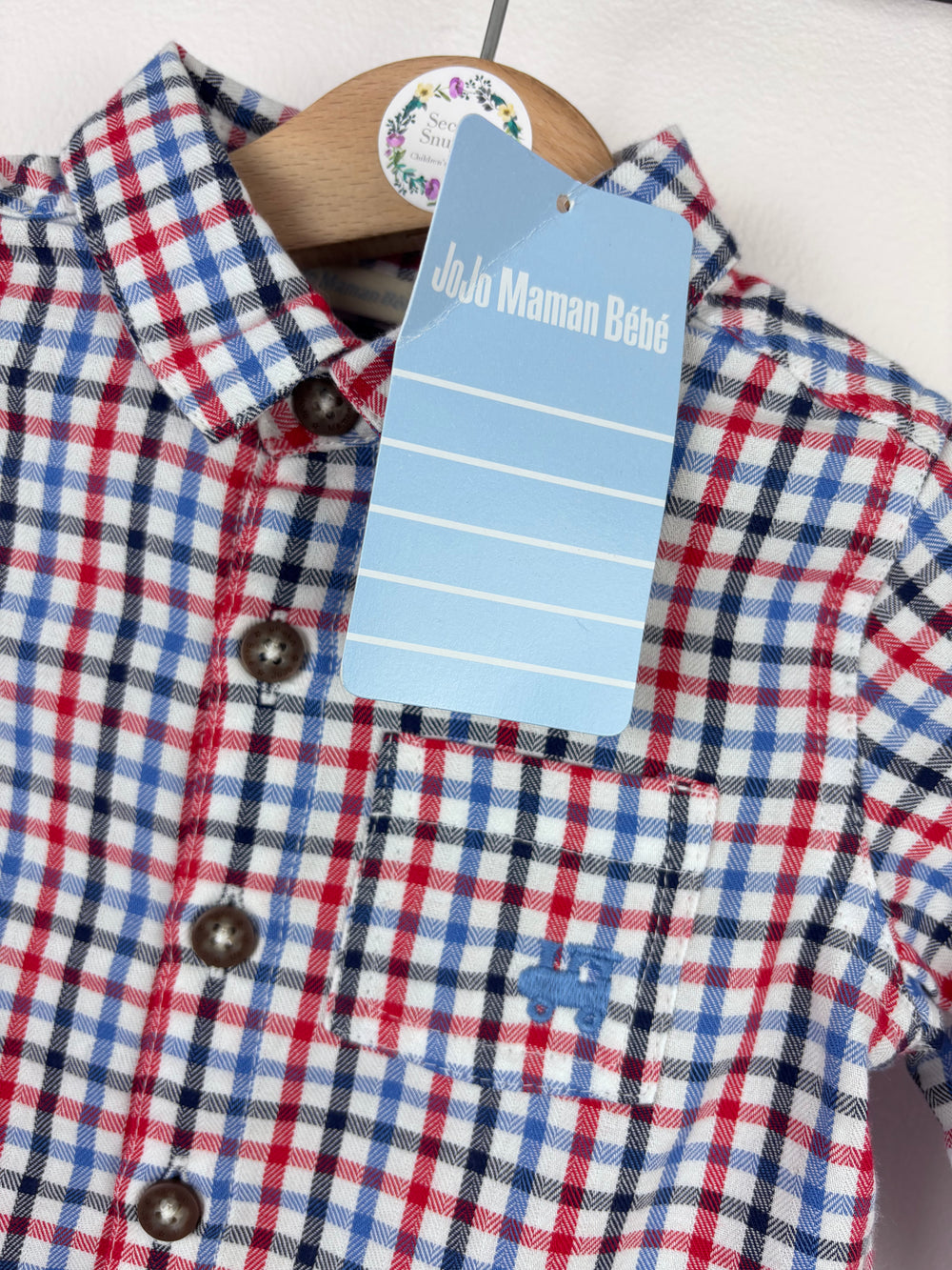 JoJo Maman Bébé Check Shirt With Pocket Detail 3-6 Months-Shirts-Second Snuggle Preloved