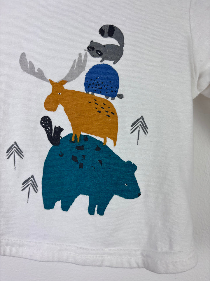 Tu White Long Sleeve Top With Animal Print Up To 1 Month-Tops-Second Snuggle Preloved