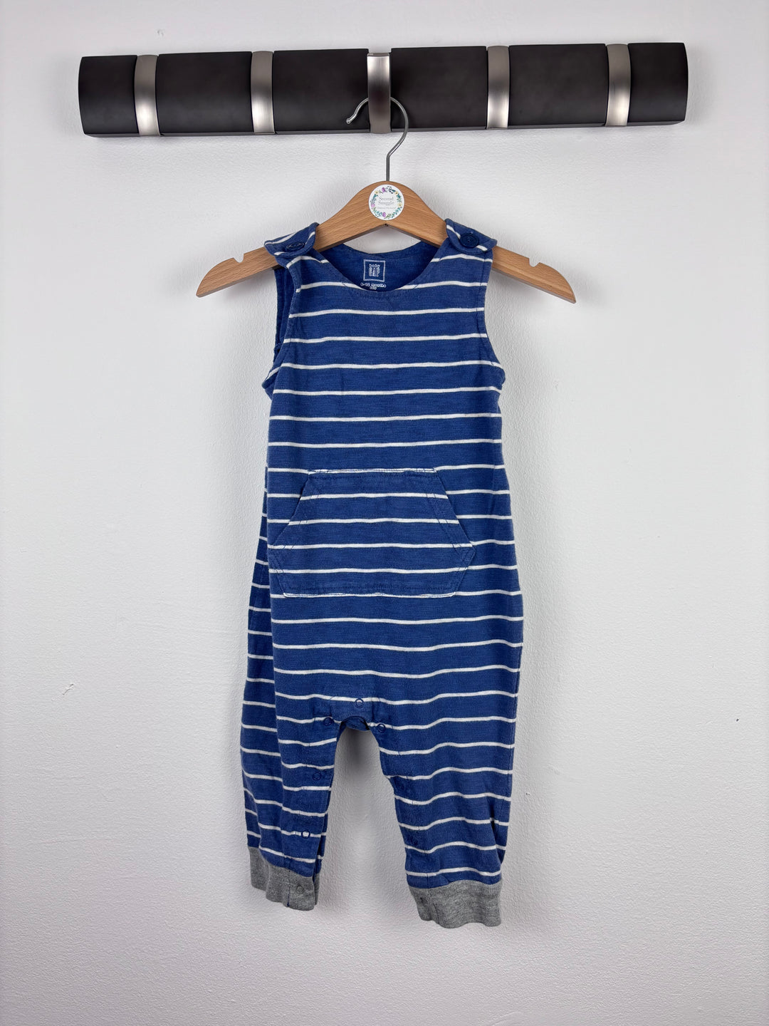 Gap Blue Stripe Dungarees With Button Fastening 6-12 Months-Dungarees-Second Snuggle Preloved