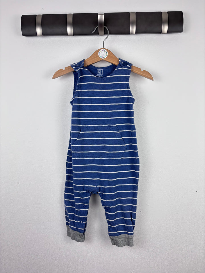 Gap Blue Stripe Dungarees With Button Fastening 6-12 Months-Dungarees-Second Snuggle Preloved