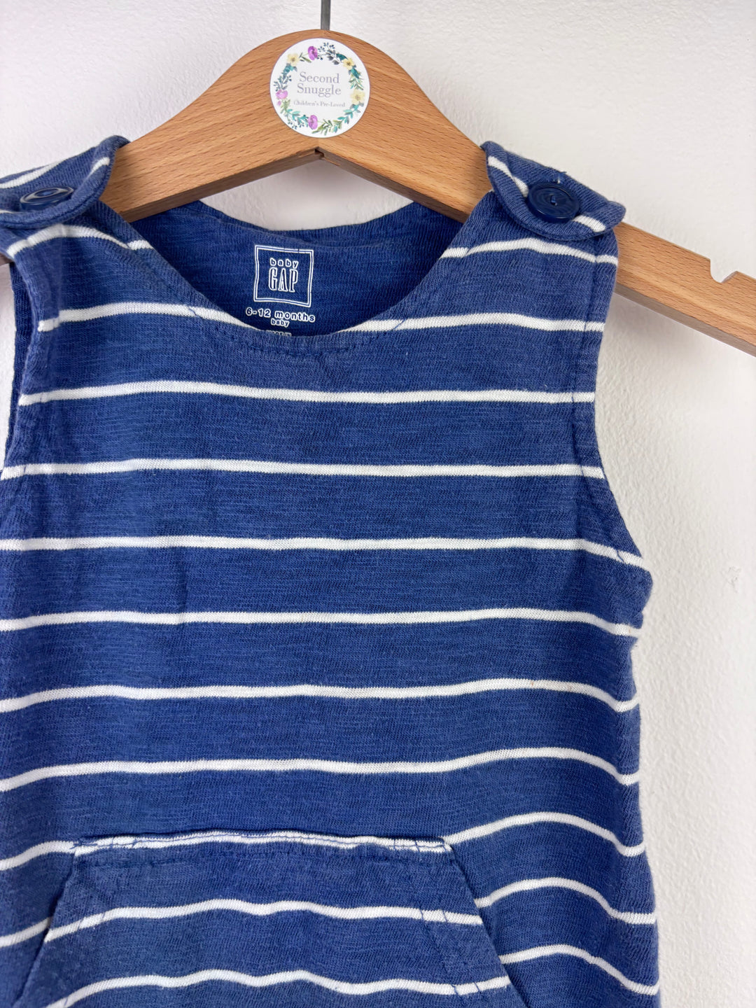 Gap Blue Stripe Dungarees With Button Fastening 6-12 Months-Dungarees-Second Snuggle Preloved