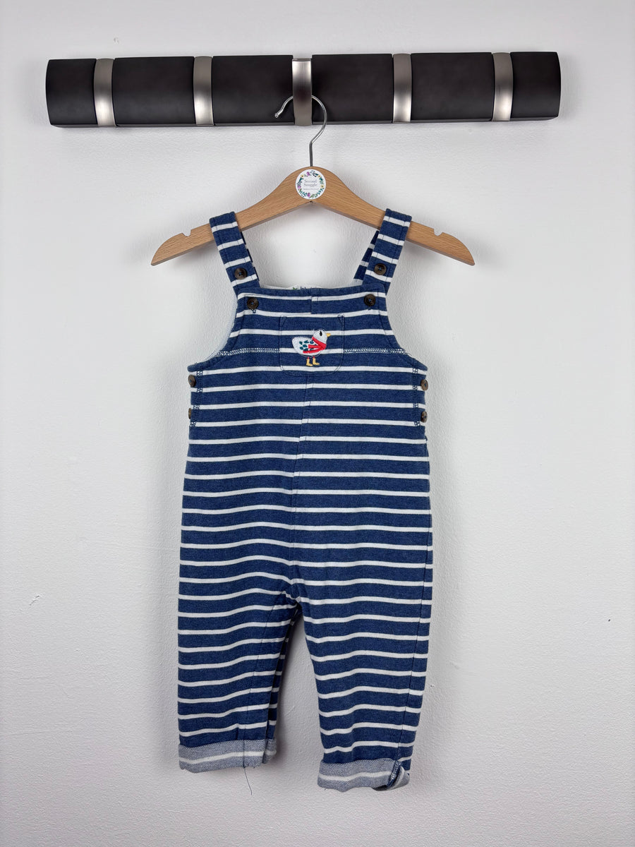 John Lewis Blue Stripe Dungarees With Button Straps 6-9 Months-Dungarees-Second Snuggle Preloved