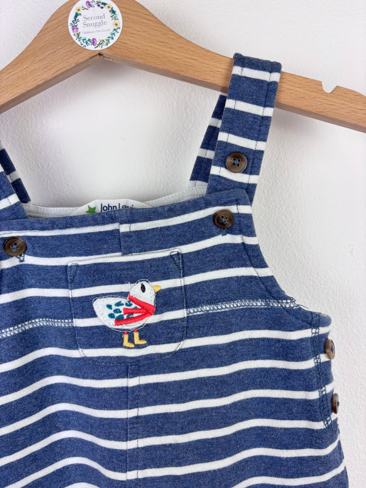 John Lewis Blue Stripe Dungarees With Button Straps 6-9 Months-Dungarees-Second Snuggle Preloved