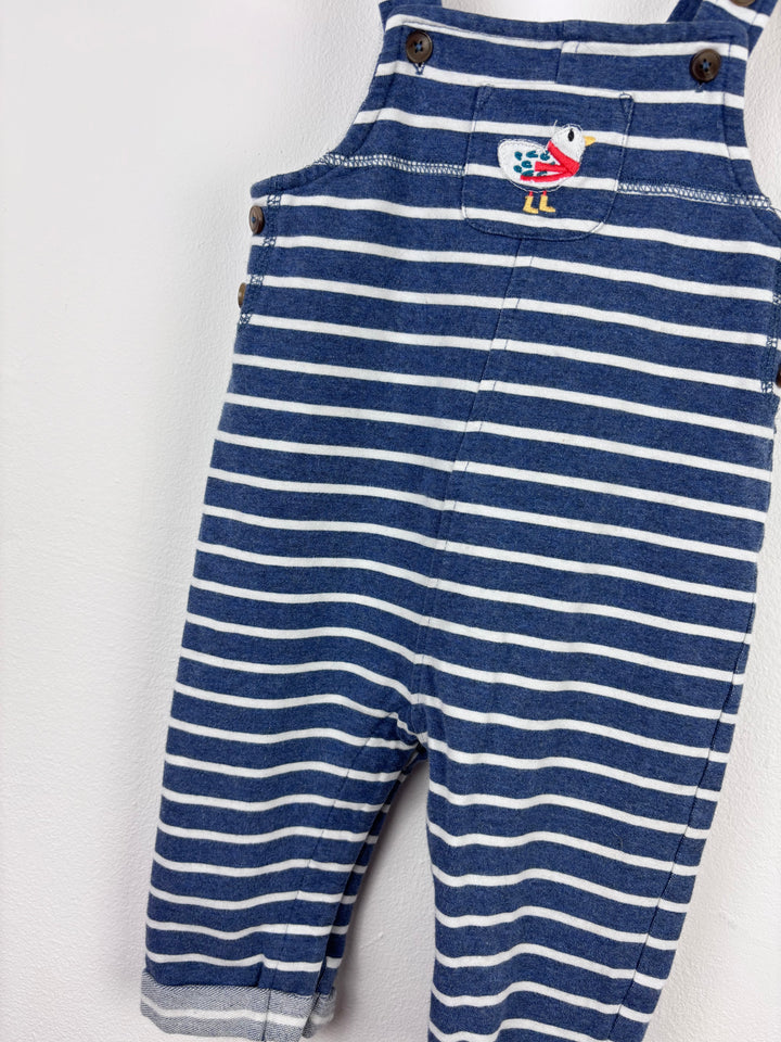 John Lewis Blue Stripe Dungarees With Button Straps 6-9 Months-Dungarees-Second Snuggle Preloved