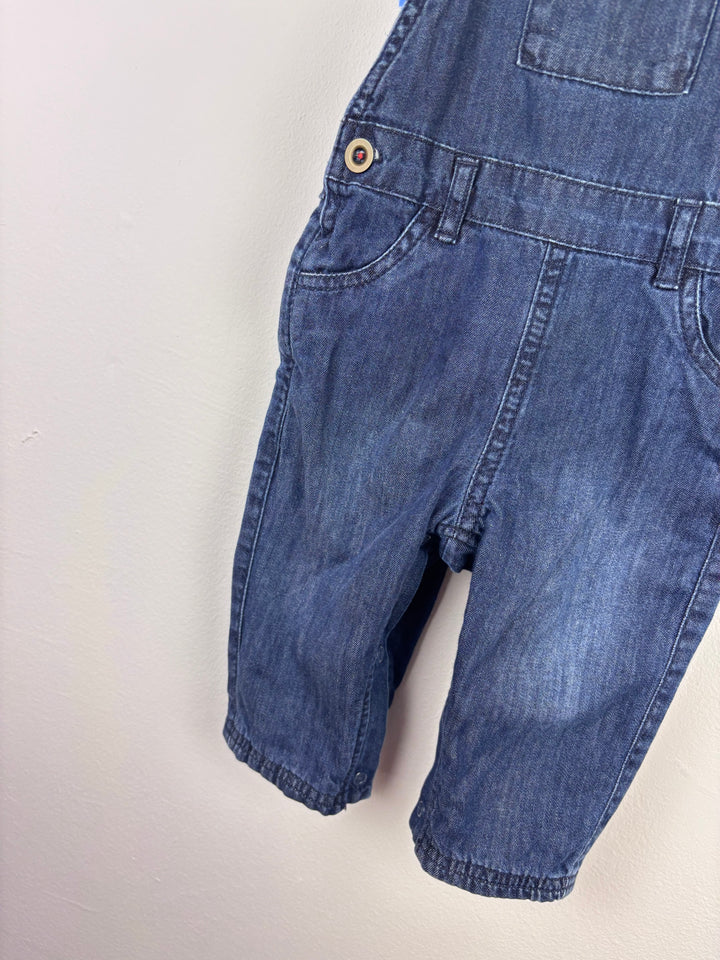 M&S Stripe Dungarees With Button Shoulder Detail 6-9 Months-Dungarees-Second Snuggle Preloved