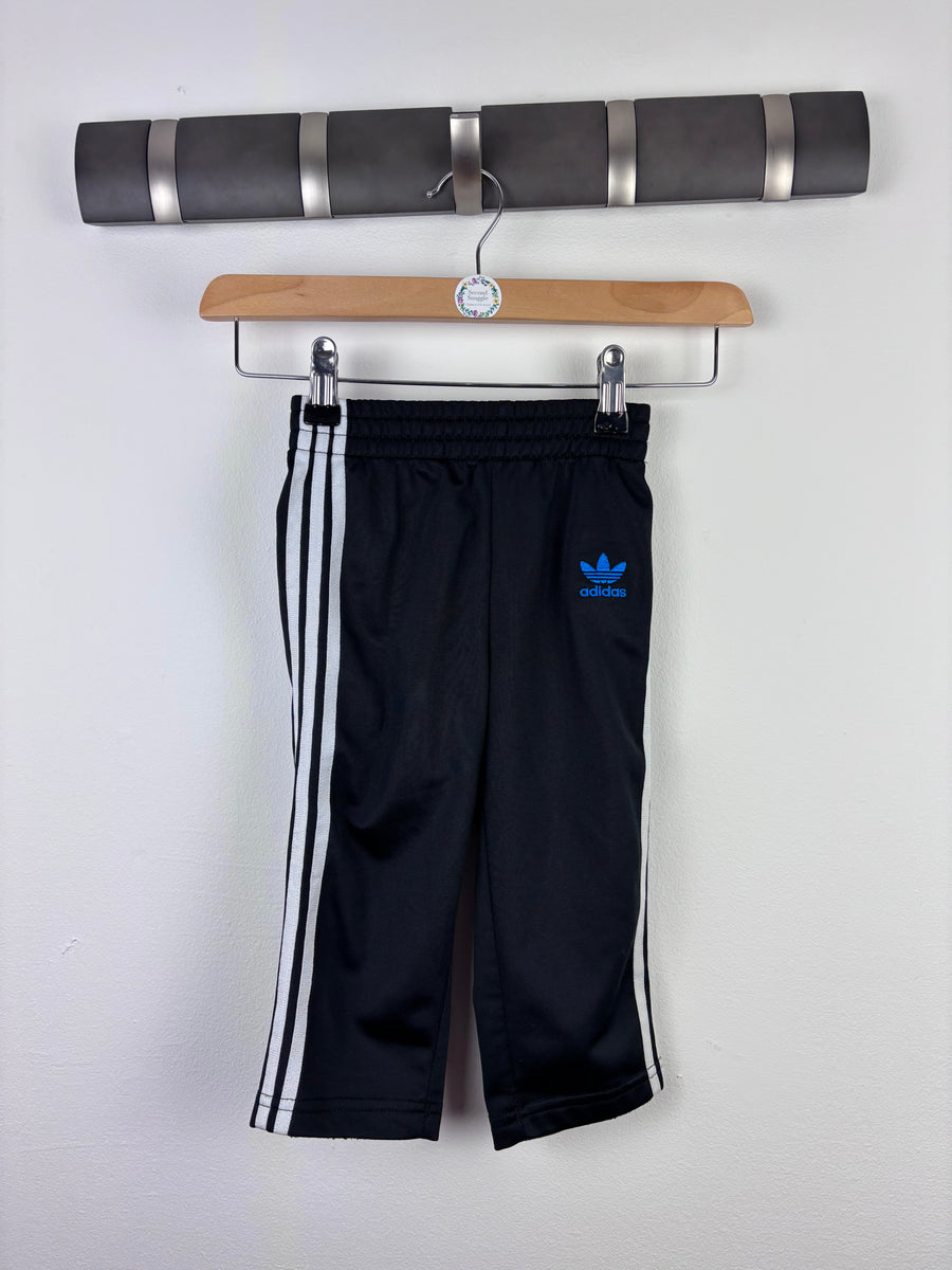 Adidas Black Three Stripe Joggers 12-18 Months-Trousers-Second Snuggle Preloved
