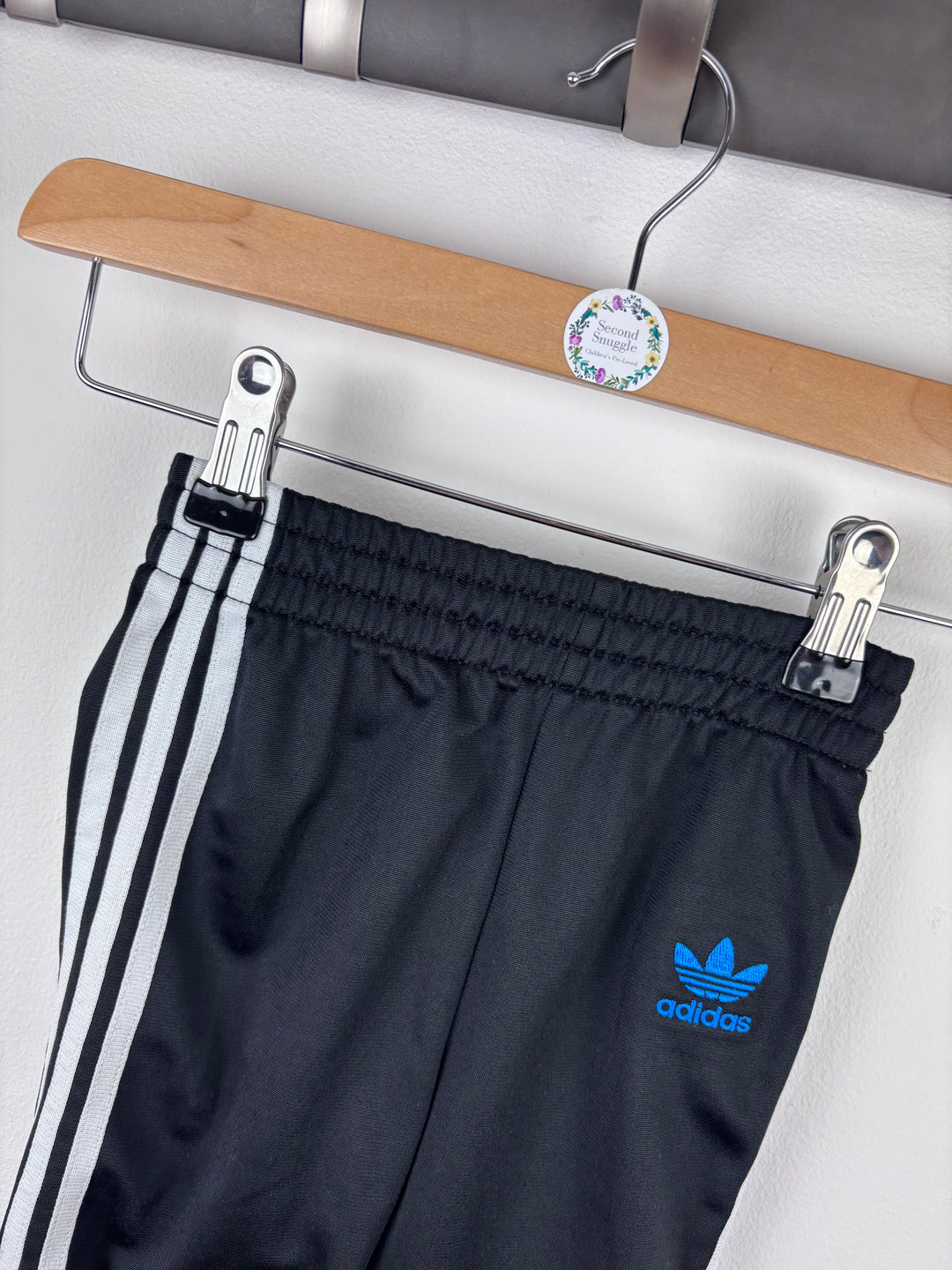Adidas Black Three Stripe Joggers 12-18 Months-Trousers-Second Snuggle Preloved