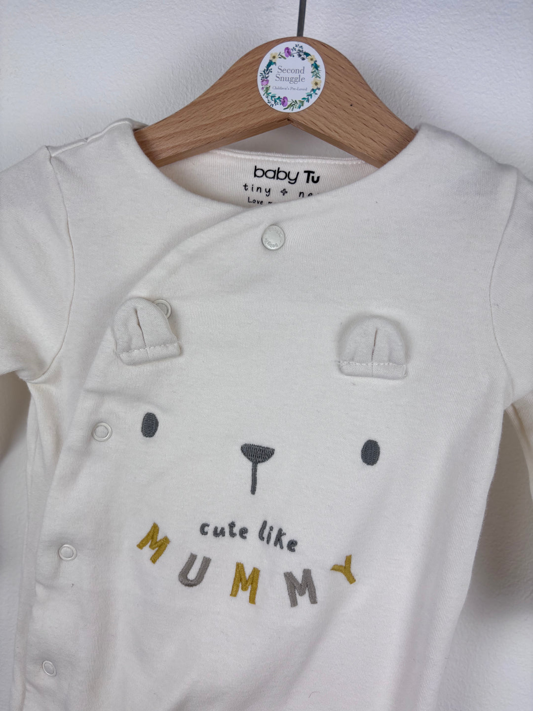 Tu Cream Cute Like Mummy Sleepsuit 3-6 Months-Sleepsuits-Second Snuggle Preloved