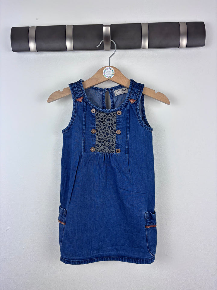Next Denim Pinafore Dress 9-12 Months