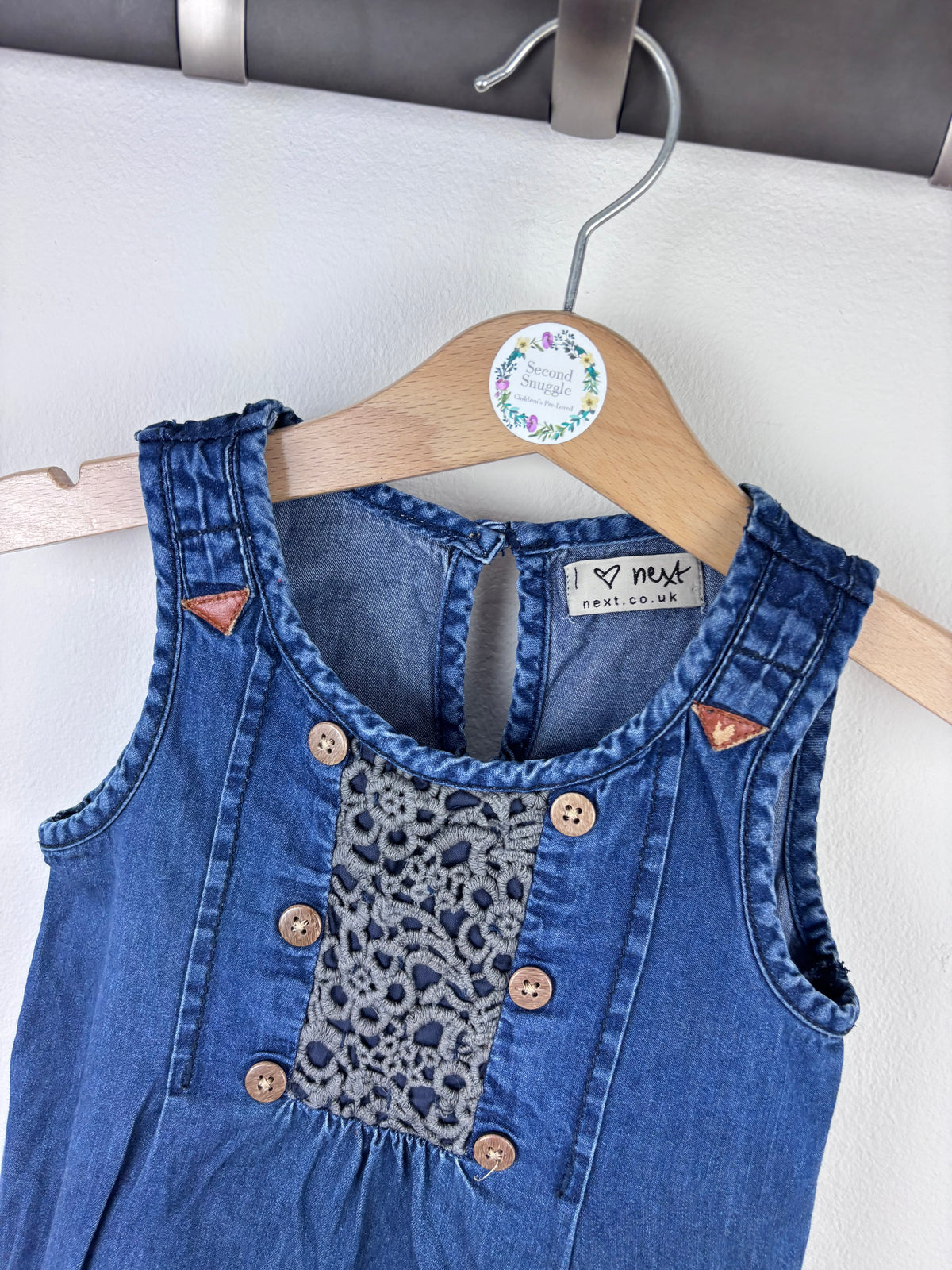 Next Denim Pinafore Dress 9-12 Months-Dresses-Second Snuggle Preloved