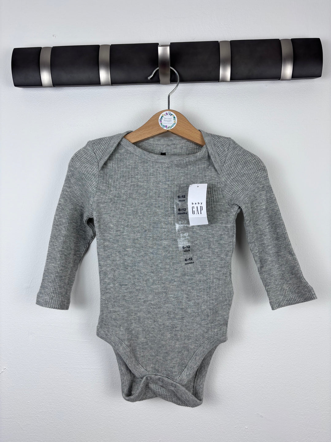 Gap Grey Ribbed Bodysuit 6-12 Months-Vests-Second Snuggle Preloved