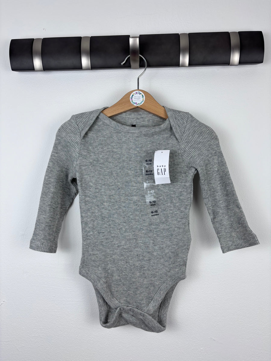 Gap Grey Ribbed Bodysuit 6-12 Months-Vests-Second Snuggle Preloved