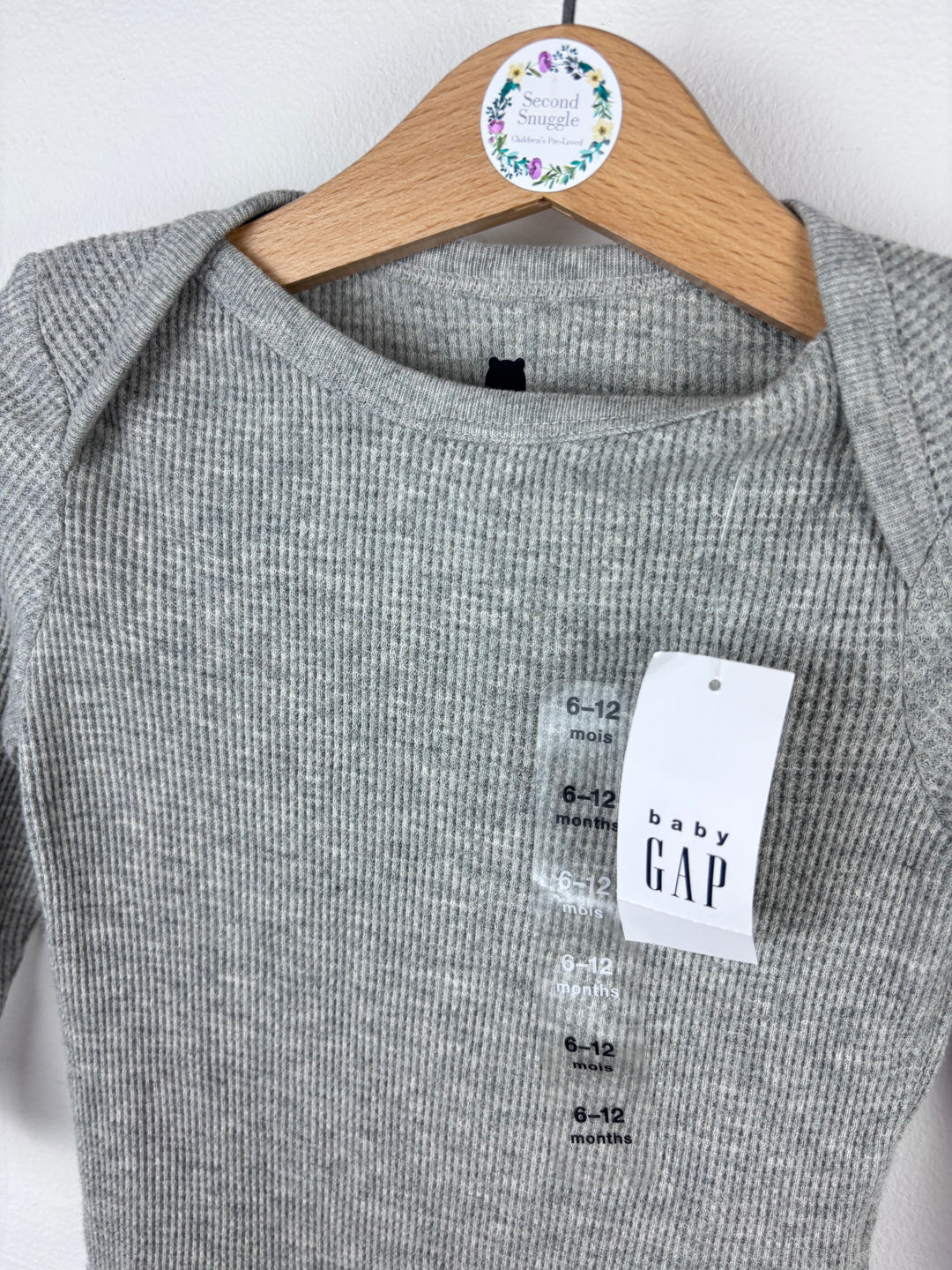 Gap Grey Ribbed Bodysuit 6-12 Months-Vests-Second Snuggle Preloved