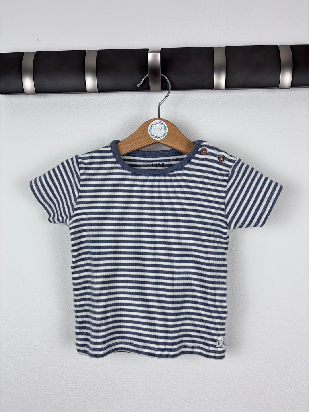 M&S Blue Stripe T Shirt 9-12 Months-Tops-Second Snuggle Preloved