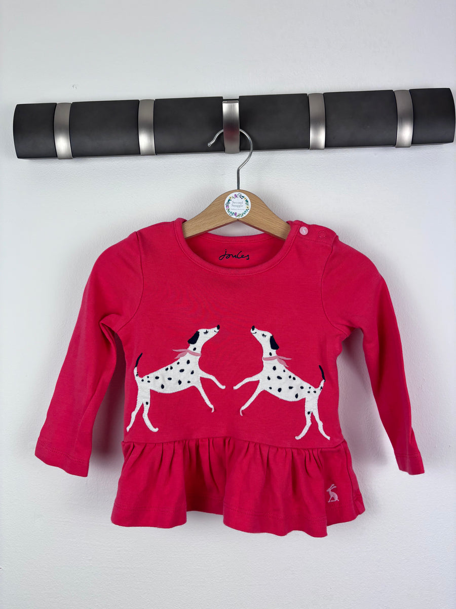 Joules Pink Dalmatian Peplum Top 9-12 Months-Tops-Second Snuggle Preloved