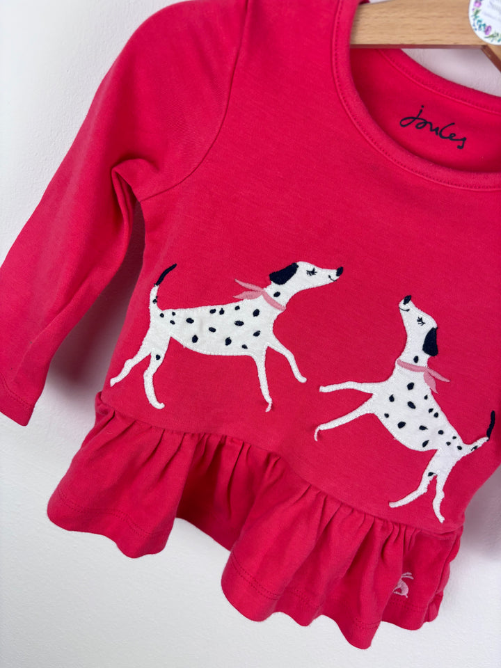 Joules Pink Dalmatian Peplum Top 9-12 Months-Tops-Second Snuggle Preloved