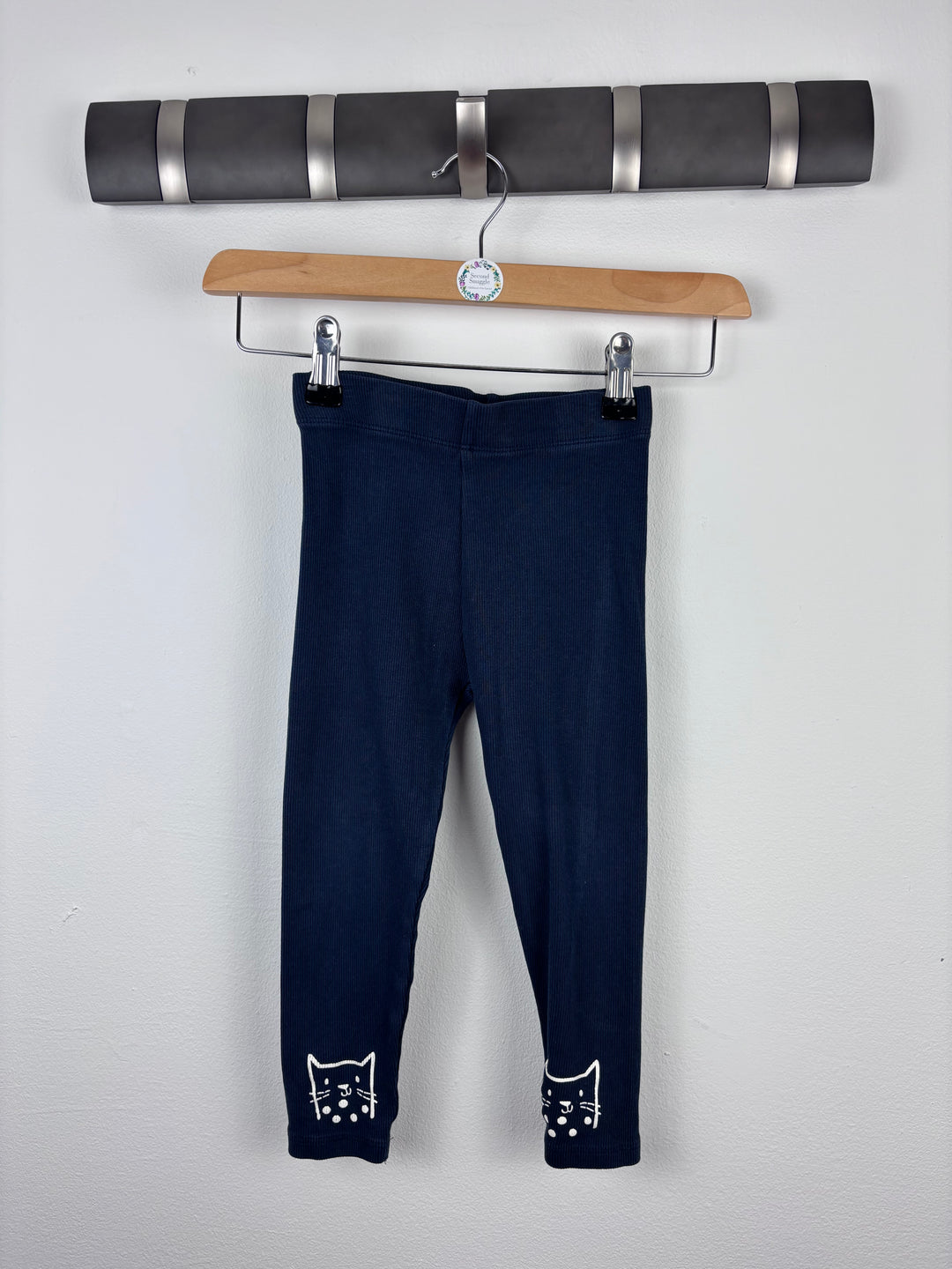 Next Navy Ribbed Leggings 2-3 Years-Leggings-Second Snuggle Preloved