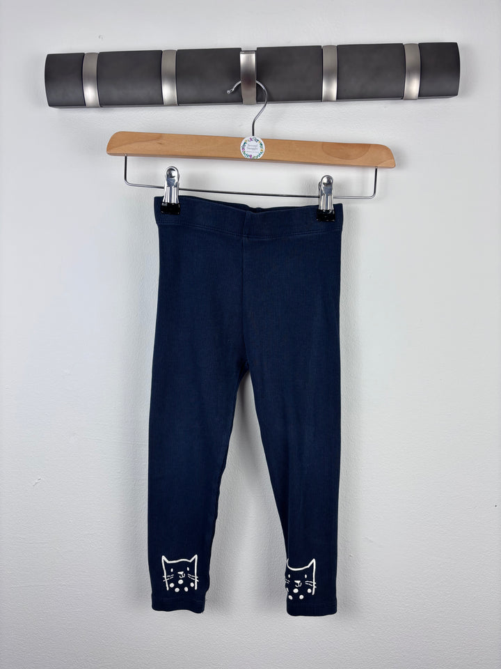 Next Navy Ribbed Leggings 2-3 Years-Leggings-Second Snuggle Preloved