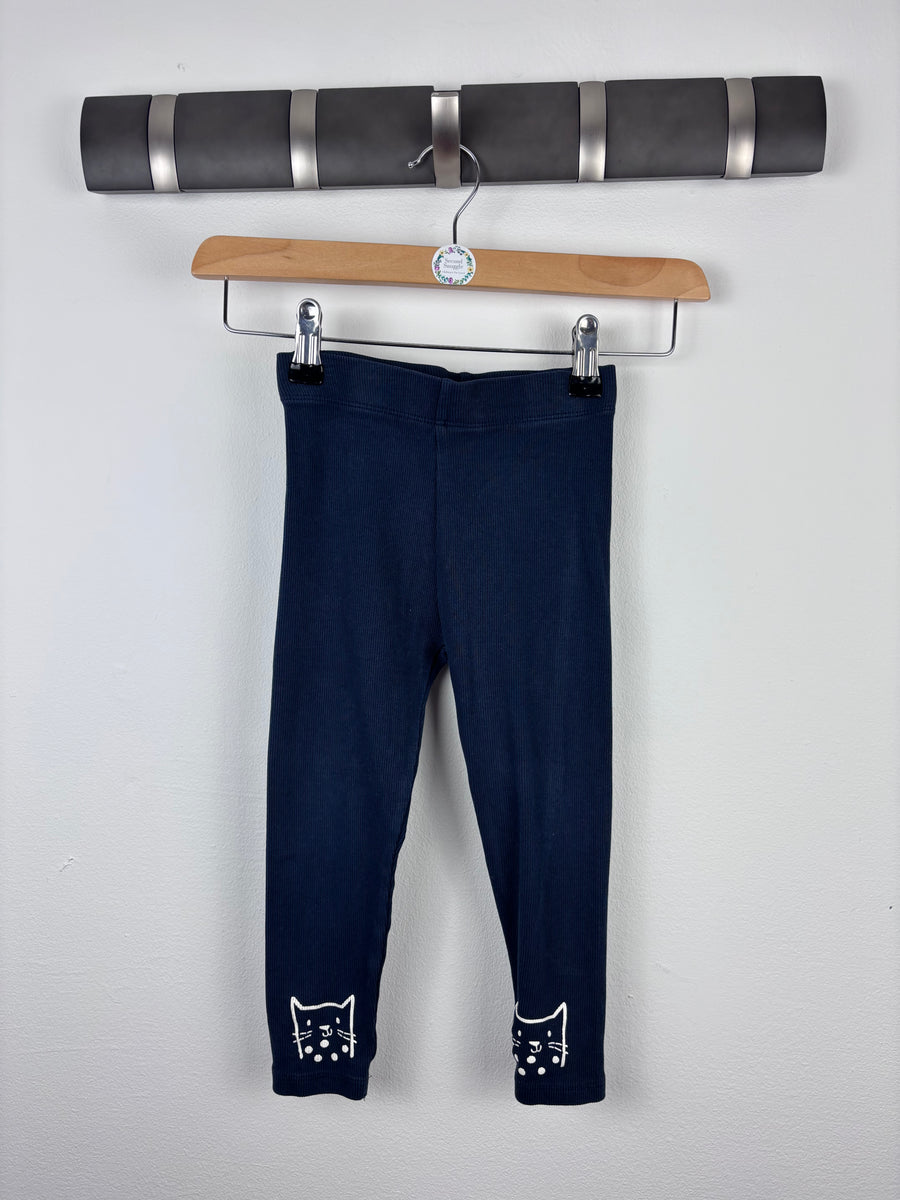Next Navy Ribbed Leggings 2-3 Years-Leggings-Second Snuggle Preloved