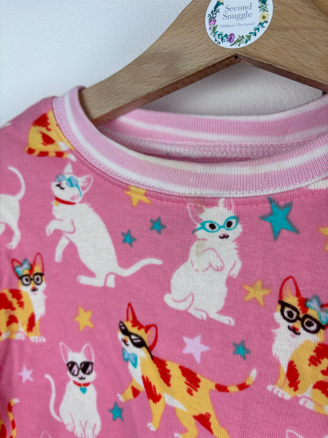 Hatley Pink Cat Print Pyjama Set 5-6 Years-Night Wear-Second Snuggle Preloved
