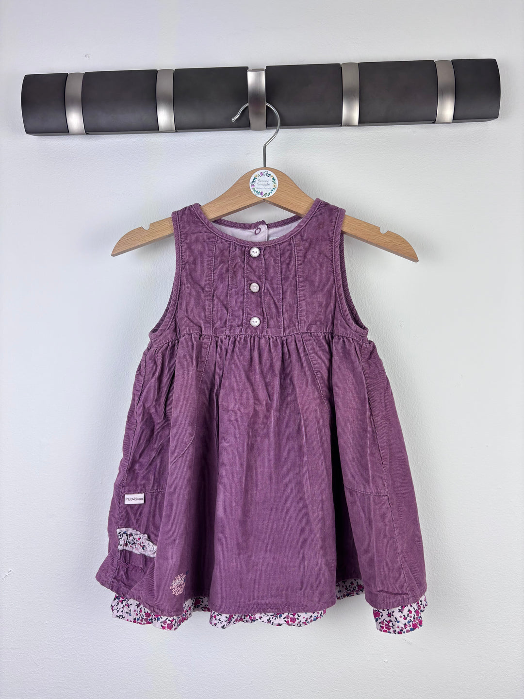 Petit Bisou Purple Cord Dress 12 Months-Dresses-Second Snuggle Preloved