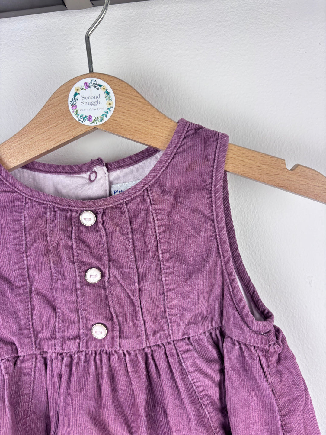 Petit Bisou Purple Cord Dress 12 Months-Dresses-Second Snuggle Preloved