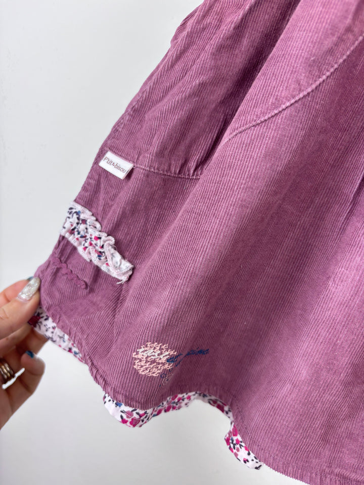 Petit Bisou Purple Cord Dress 12 Months-Dresses-Second Snuggle Preloved