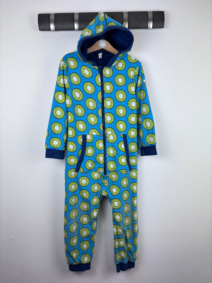 Maxomorra Kiwi Print Hooded All In One 110/116 (4-5 Years)-All In One-Second Snuggle Preloved