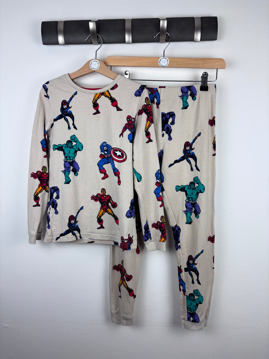 M&S Marvel Print Pyjama Set 8-9 Years-Night Wear-Second Snuggle Preloved