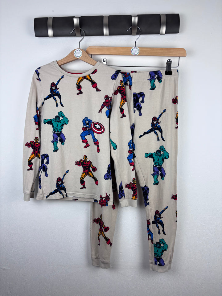 M&S Marvel Print Pyjama Set 8-9 Years-Night Wear-Second Snuggle Preloved
