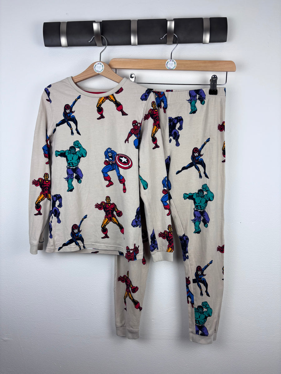 M&S Marvel Print Pyjama Set 8-9 Years-Night Wear-Second Snuggle Preloved