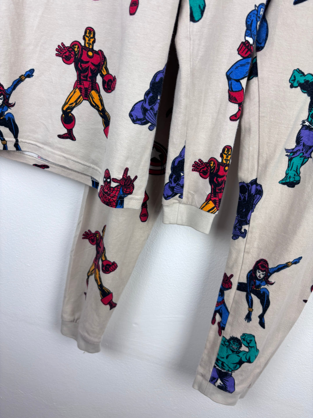 M&S Marvel Print Pyjama Set 8-9 Years-Night Wear-Second Snuggle Preloved