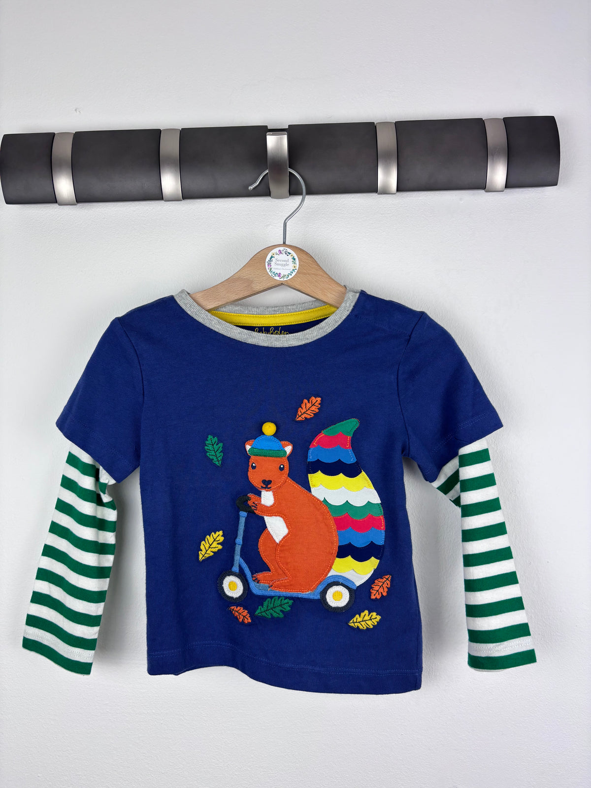 Ex Mini Boden Squirrel Applique Long Sleeve Top-Tops-Second Snuggle Preloved