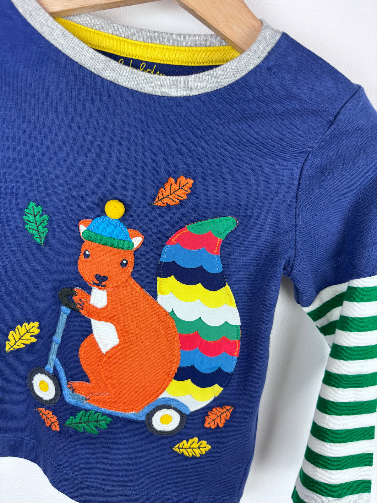 Ex Mini Boden Squirrel Applique Long Sleeve Top-Tops-Second Snuggle Preloved