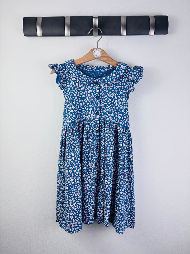 Next Teal Floral Button Dress Frill Sleeves 4-5 Years-Dresses-Second Snuggle Preloved