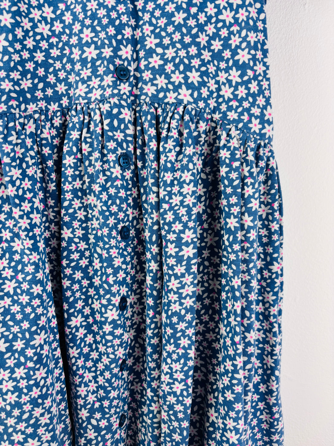 Next Teal Floral Button Dress Frill Sleeves 4-5 Years-Dresses-Second Snuggle Preloved