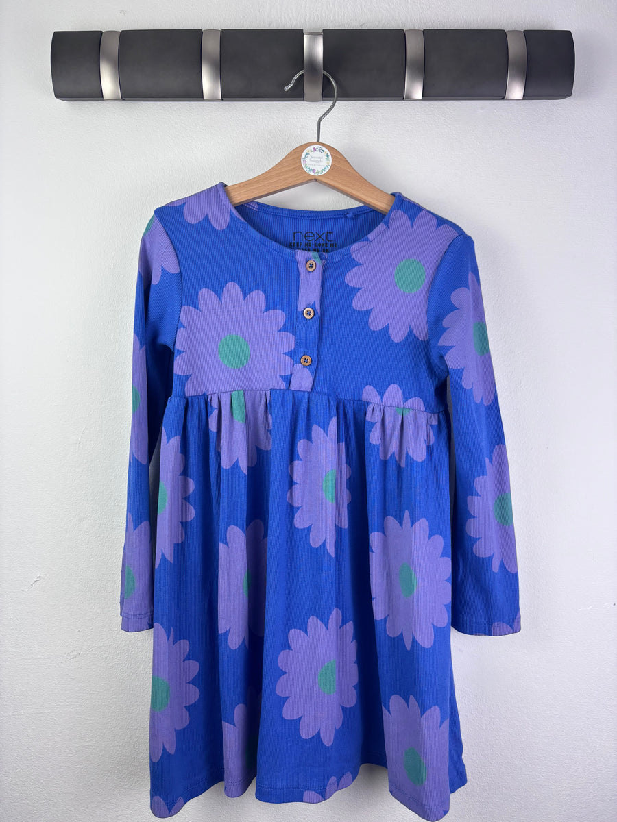 Next Blue Daisy Print Long Sleeve Dress 4-5 Years-Dresses-Second Snuggle Preloved