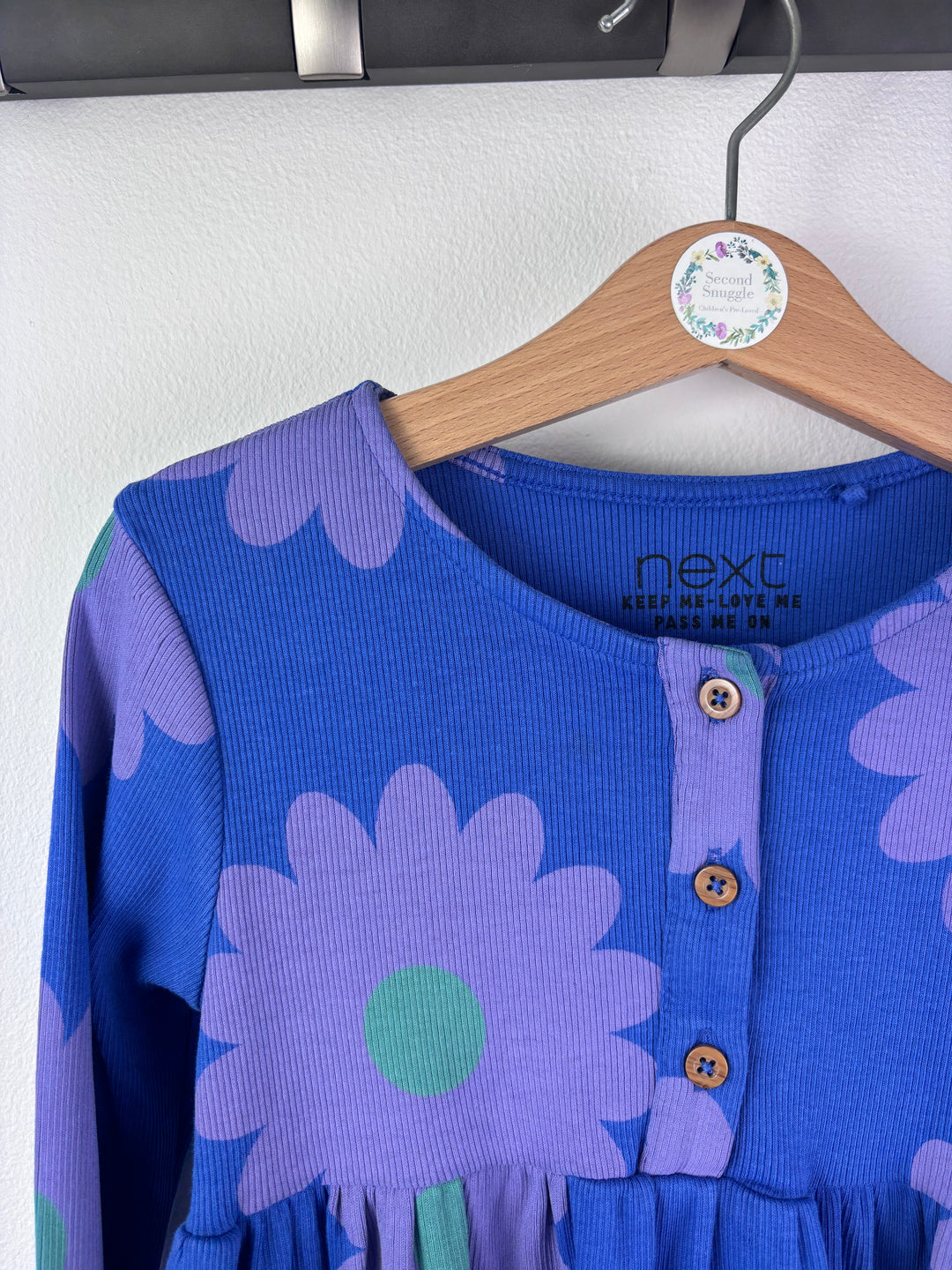 Next Blue Daisy Print Long Sleeve Dress 4-5 Years-Dresses-Second Snuggle Preloved