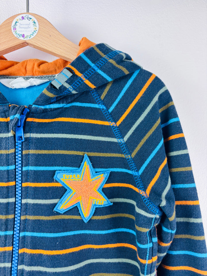 White Stuff Navy Stripe Zip Hoodie Star Badge 5-6 Years-Hoodies-Second Snuggle Preloved